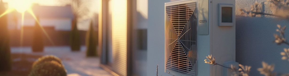 pompe à chaleur sur un mur extérieur de maison